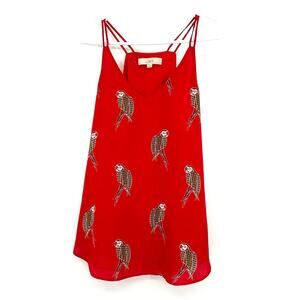 Loft Size Medium‎ Blouse Red Parrots Sleeveless Flowy Loose Thin Straps Summer